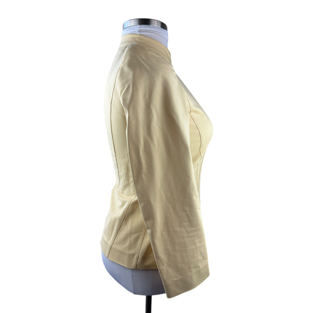 Lafayette 148 New York Pleated Stretch Full Zip Fitted Yellow Jacket Size 6 - Picture 11 of 16